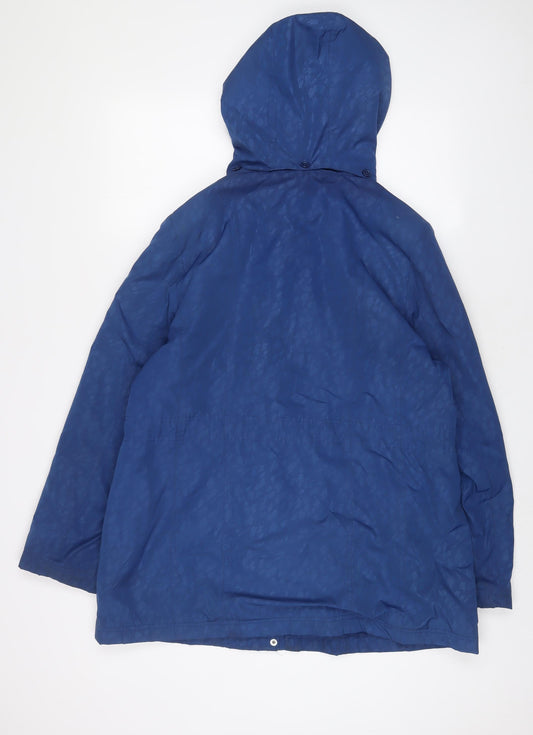 EWM Womens Blue Animal Print Jacket Coat Size 16 Zip