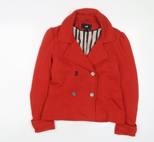H&M Womens Orange Jacket Blazer Size 14 Button