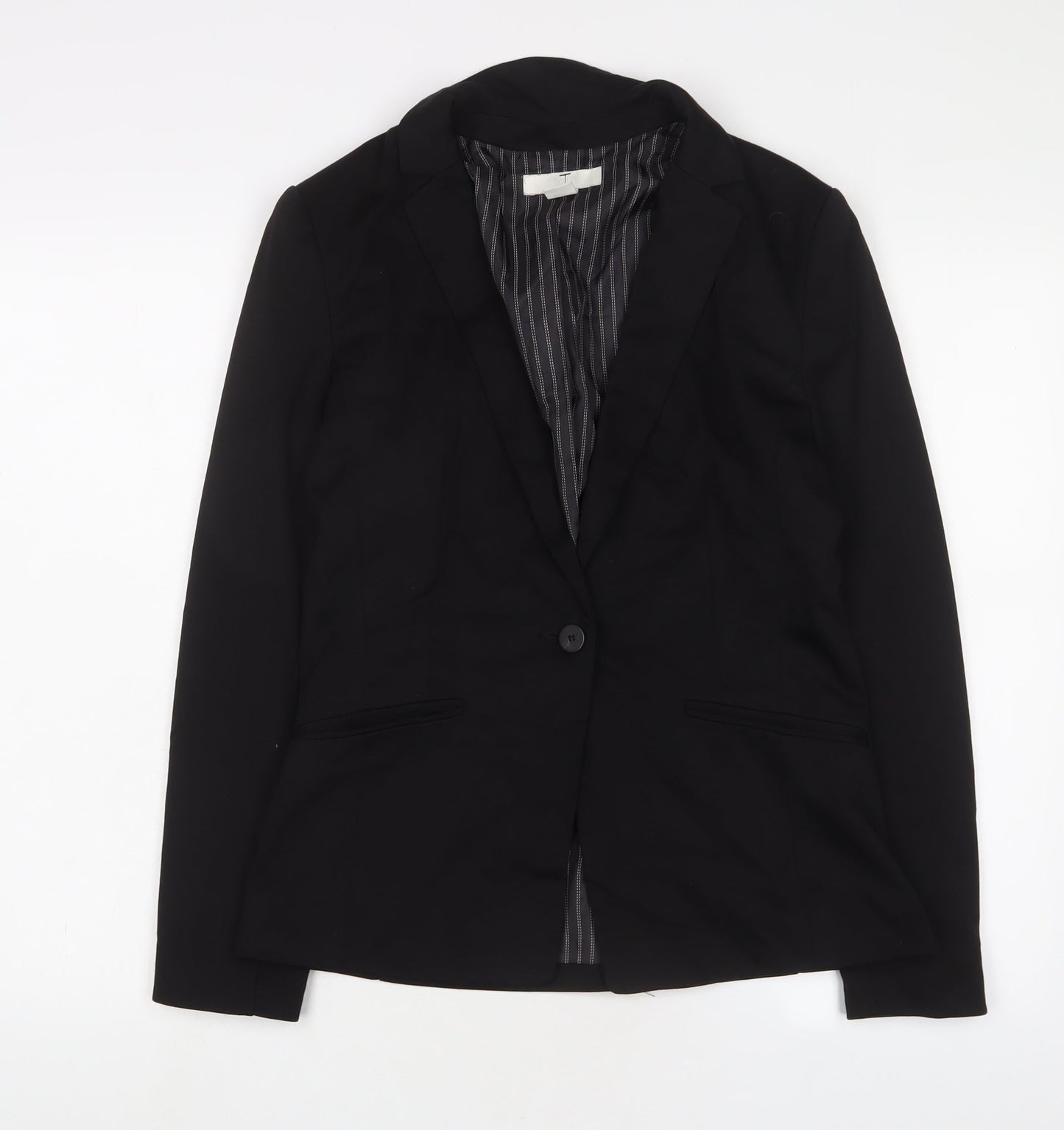 H&M Womens Black Jacket Blazer Size 12 Button