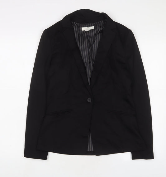 H&M Womens Black Jacket Blazer Size 12 Button