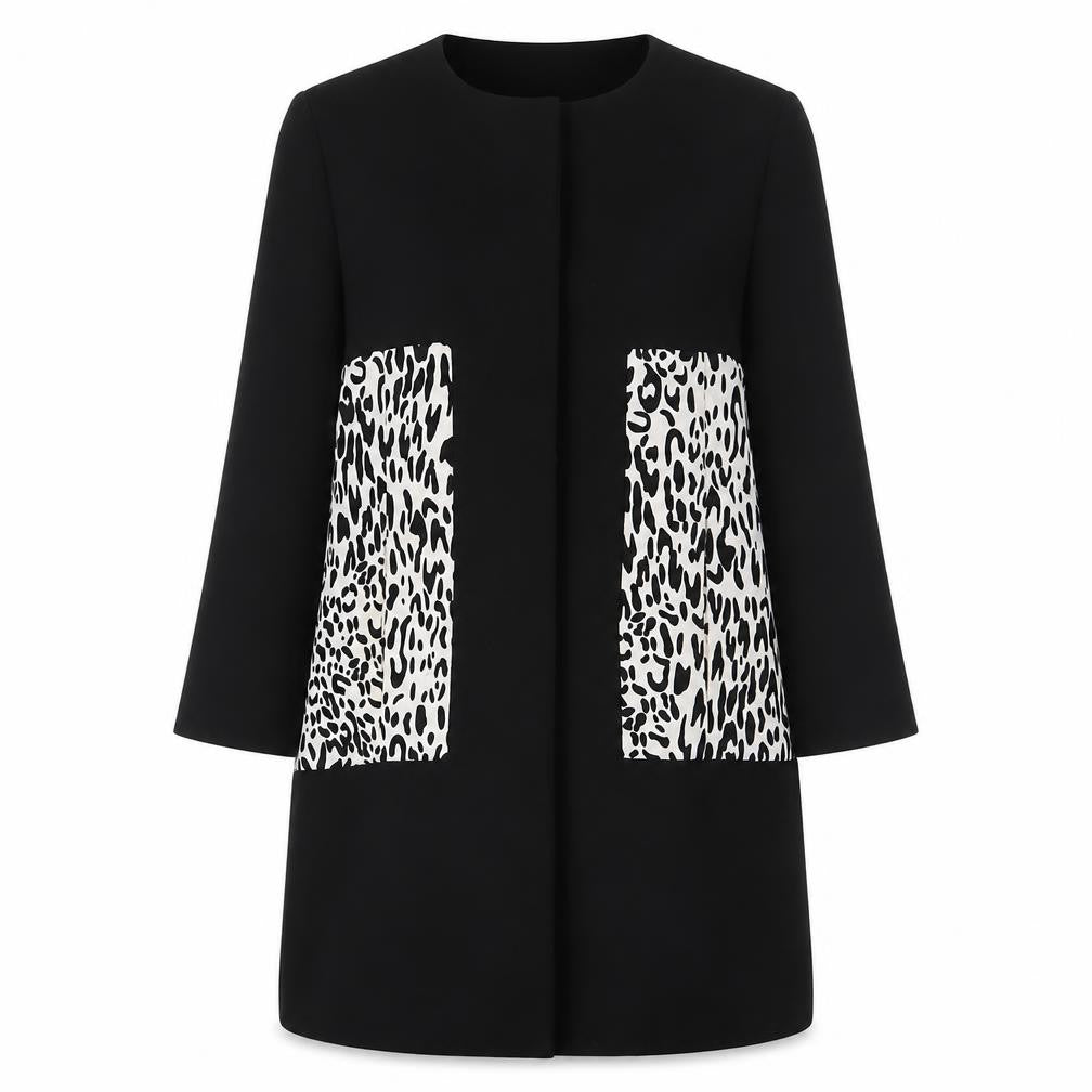Deloved Womens Black Animal Print Jacket Blazer Size M Button