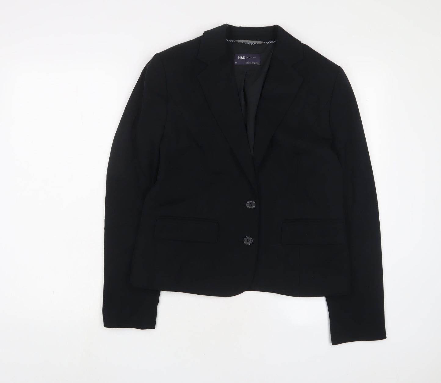 Marks and Spencer Womens Black Jacket Blazer Size 12 Button