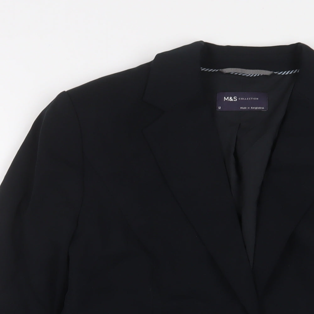 Marks and Spencer Womens Black Jacket Blazer Size 12 Button