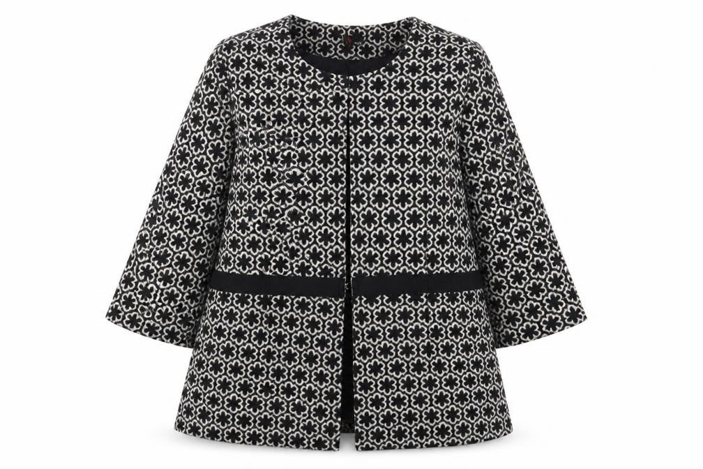 Yumi Womens Black Floral Jacket Size M Hook & Eye