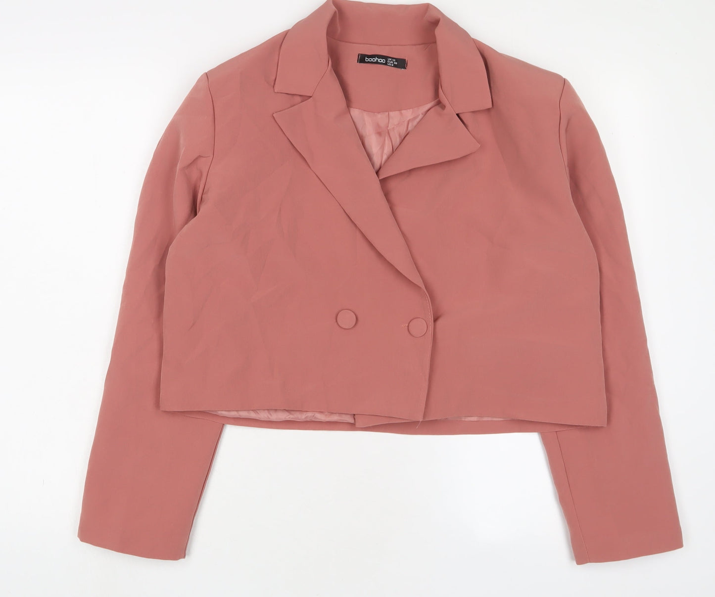 Boohoo Womens Pink Jacket Blazer Size 12 Button