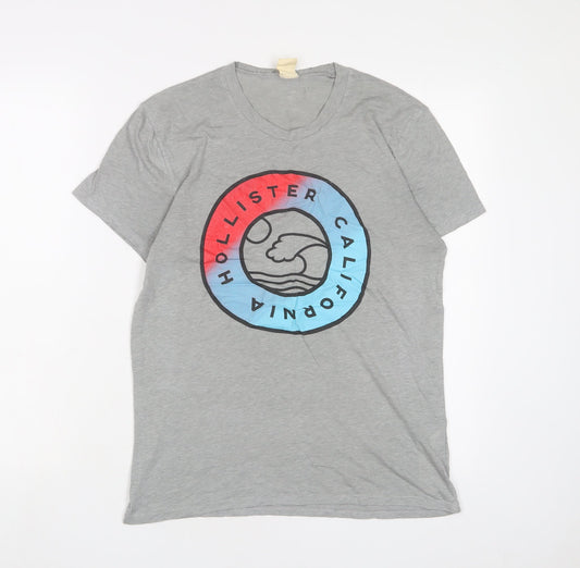 Hollister Mens Grey Polyester T-Shirt Size S Crew Neck