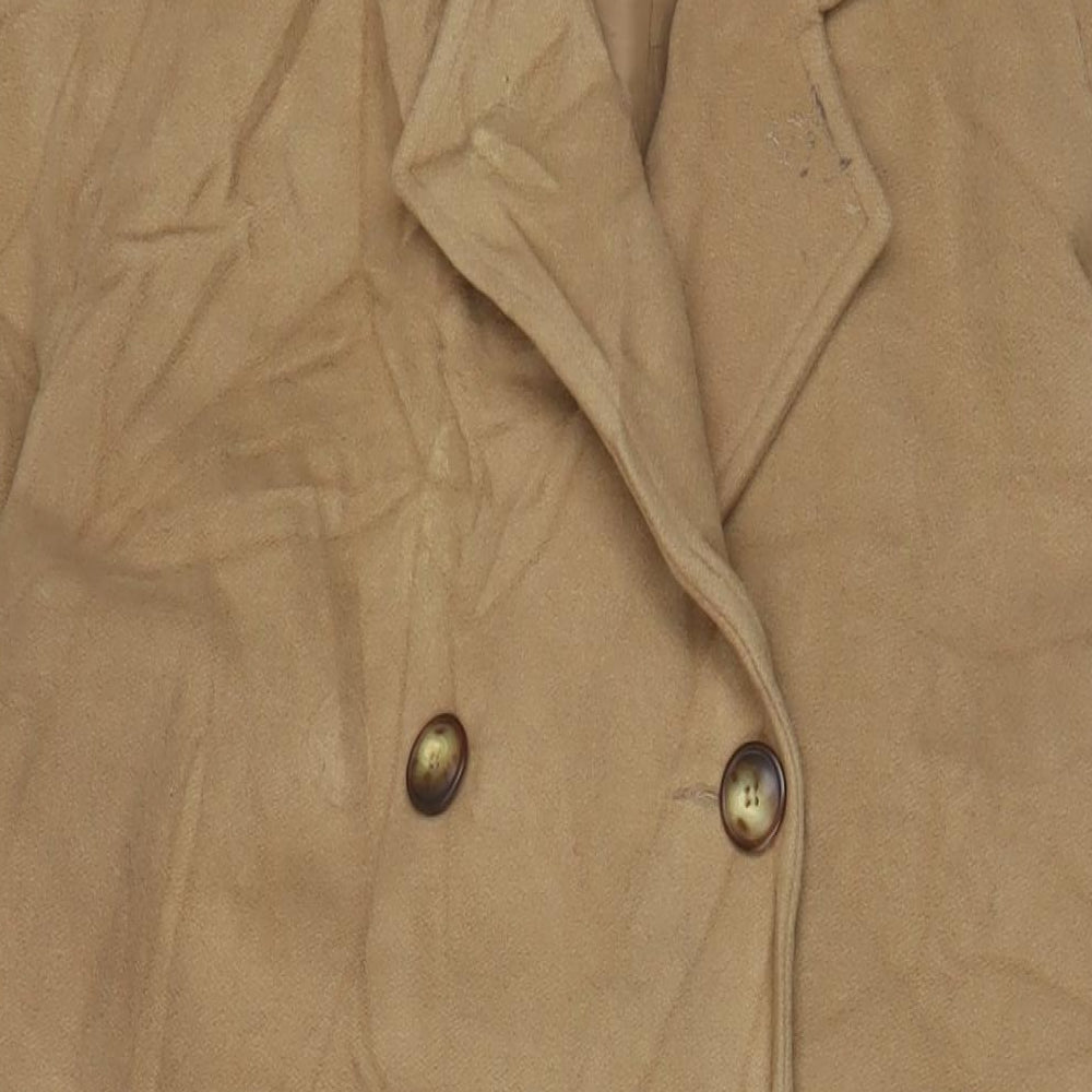 Classic Womens Brown Overcoat Coat Size 16 Button