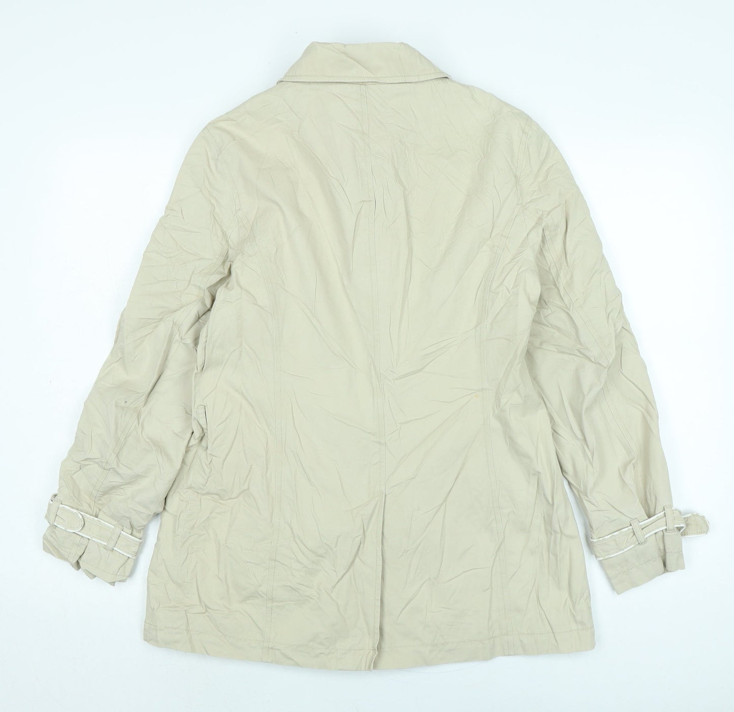Monsoon Womens Beige Trench Coat Jacket Size 12 Button