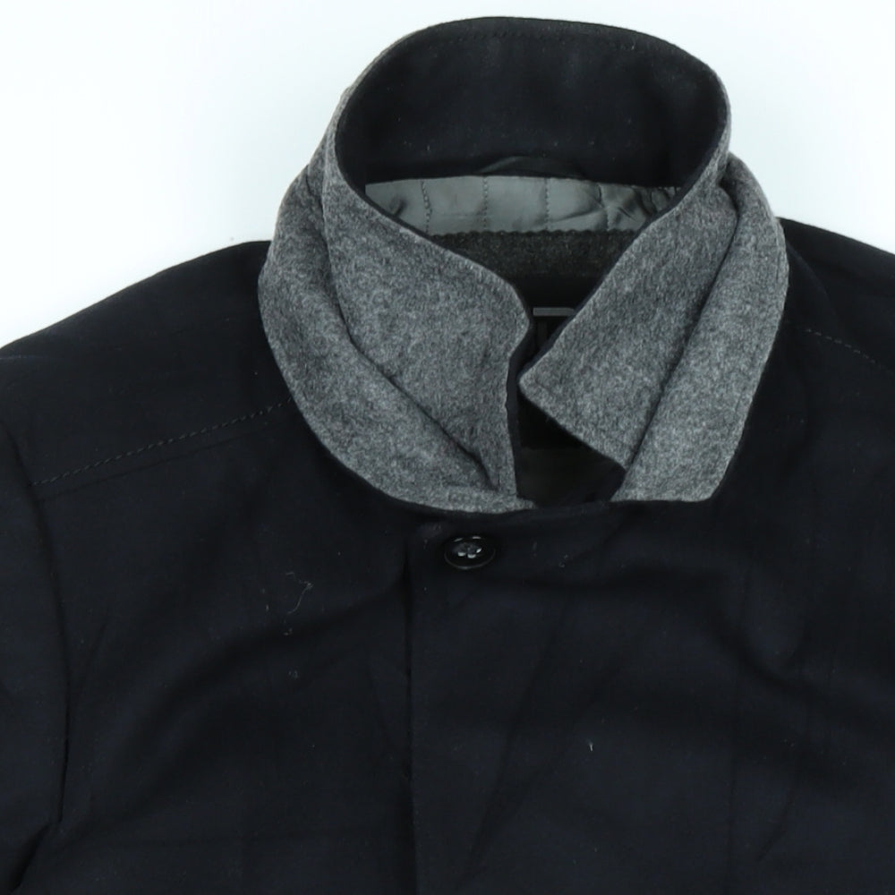 SP Mens Blue Overcoat Coat Size XL Zip