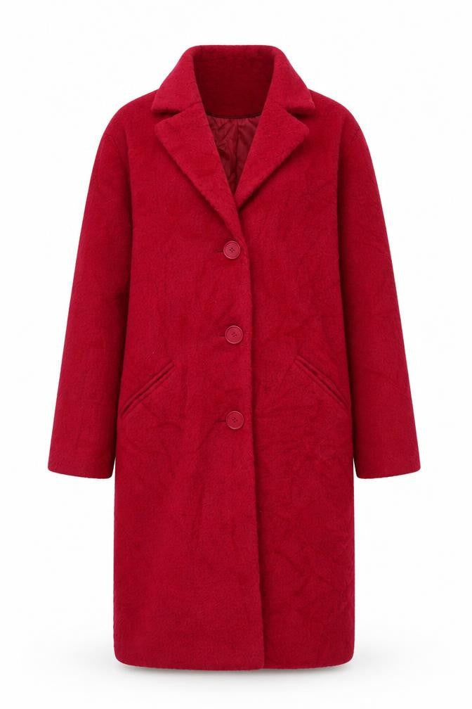 Front view of b.young women’s pink overcoat coat, size UK 6, button