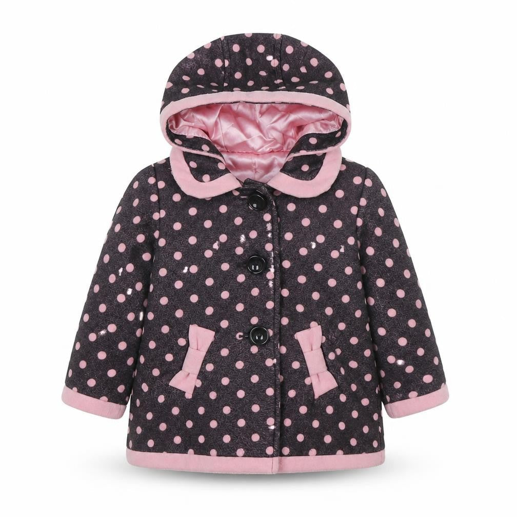 Front view of Mothercare girls’ pink basic coat coat, size 12-18, months button
