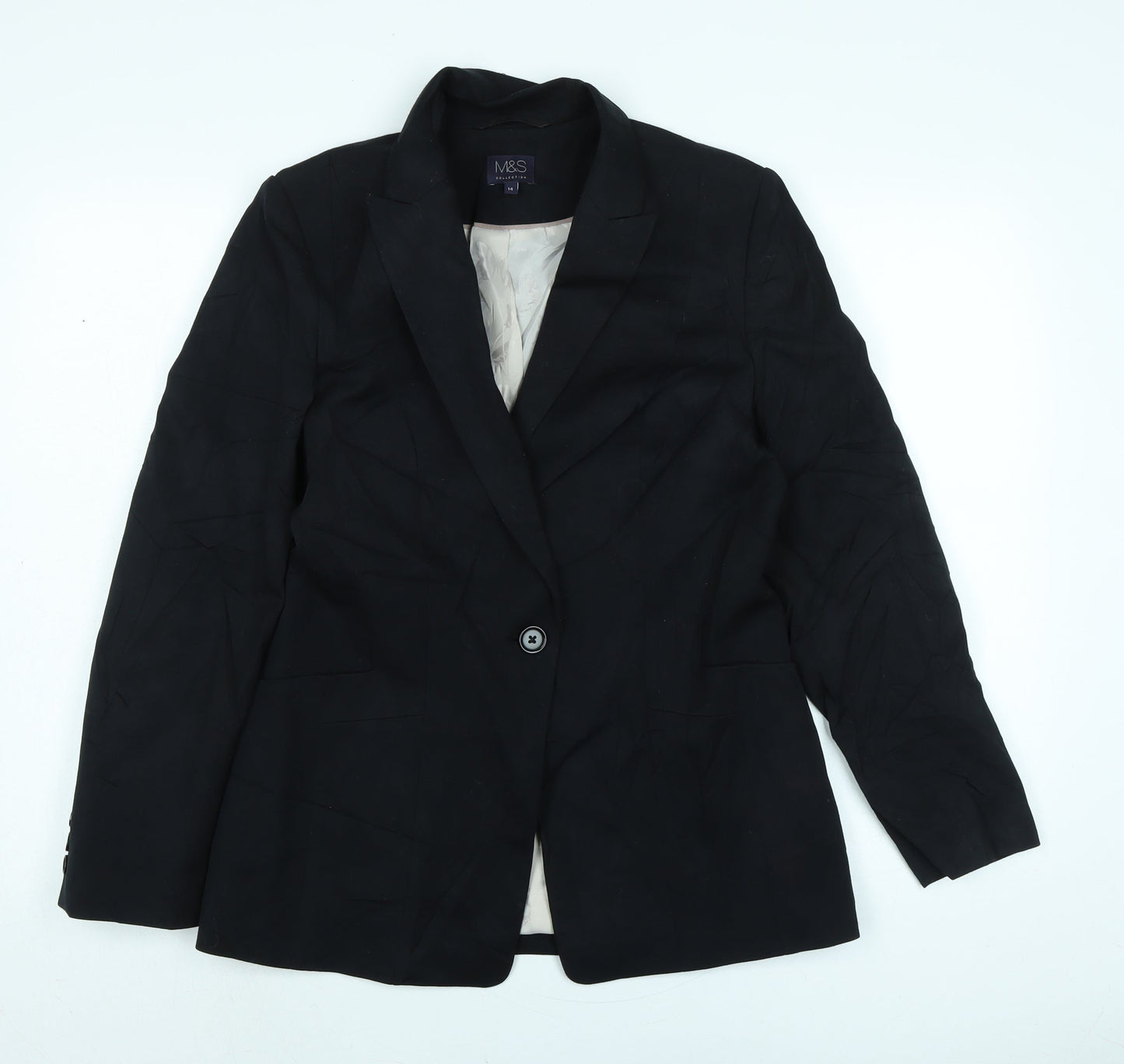 Marks and Spencer Womens Black Jacket Size 14 Button