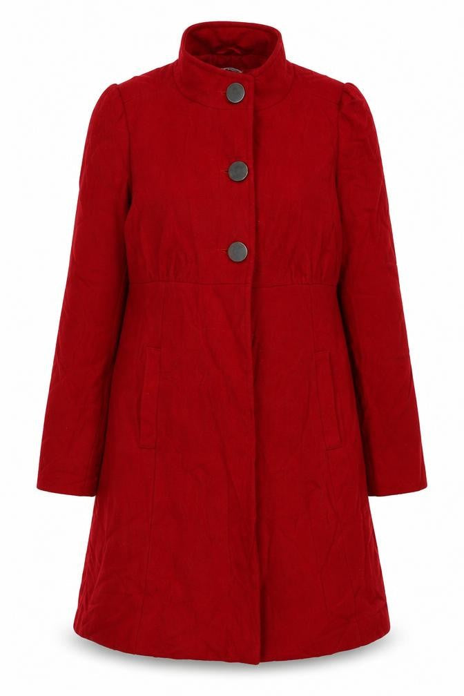 Look Womens Red Overcoat Coat Size 12 Button