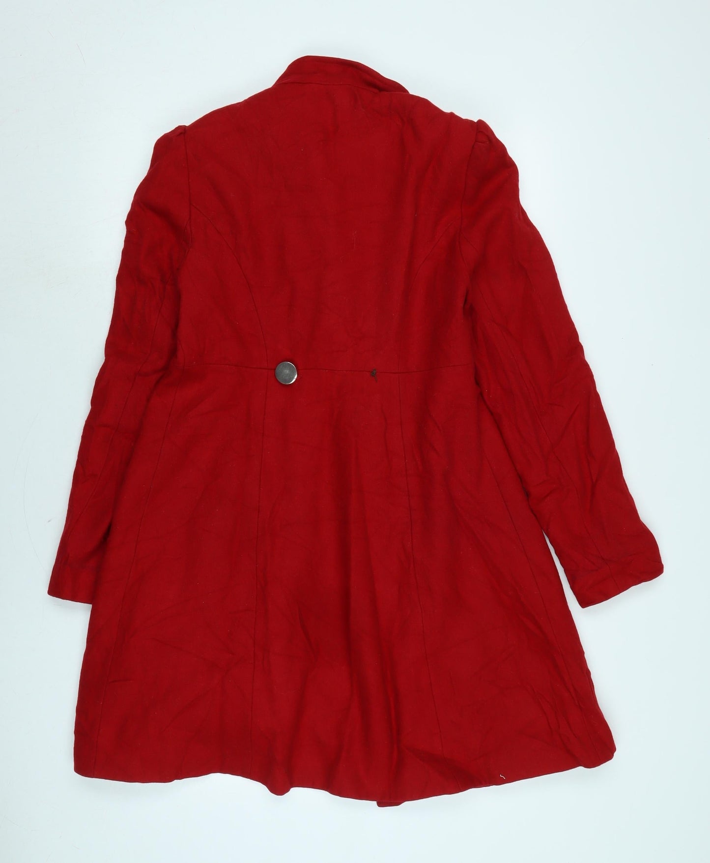 Look Womens Red Overcoat Coat Size 12 Button