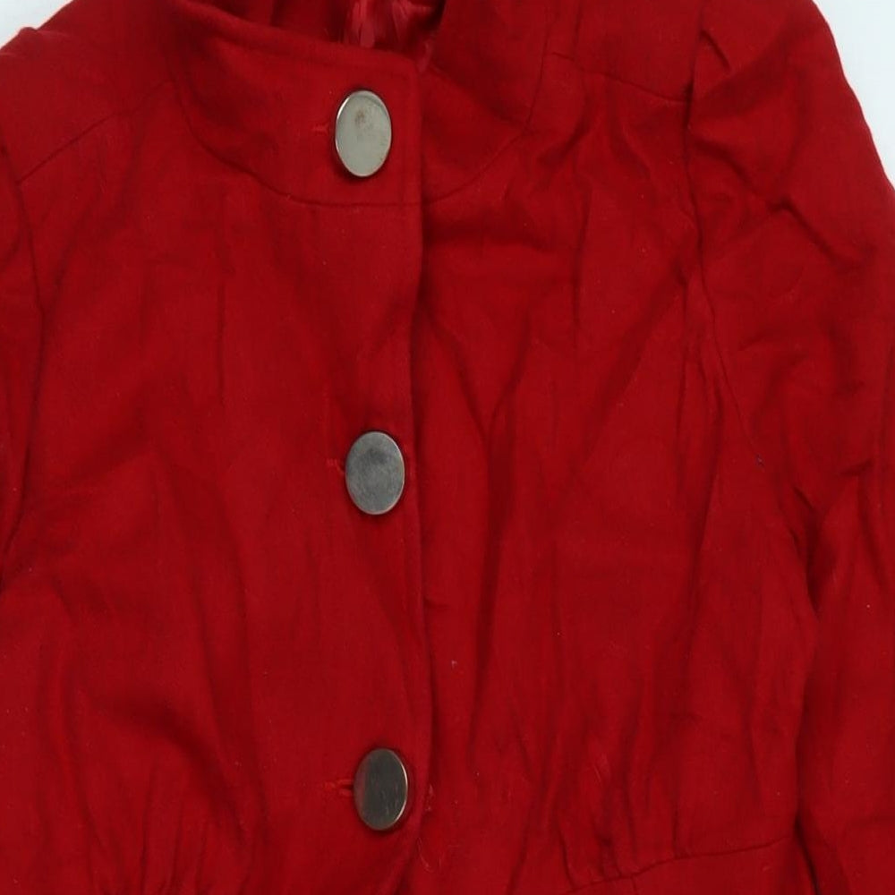 Look Womens Red Overcoat Coat Size 12 Button