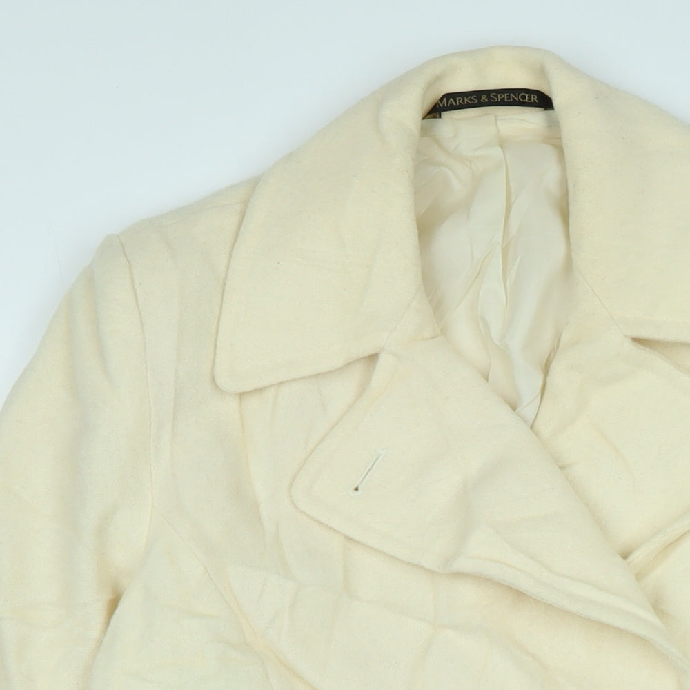 Marks and Spencer Womens Ivory Overcoat Coat Size L Button