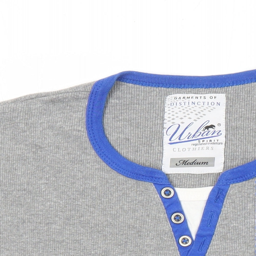 Urban Spirit Mens Grey Polyester T-Shirt Size M V-Neck