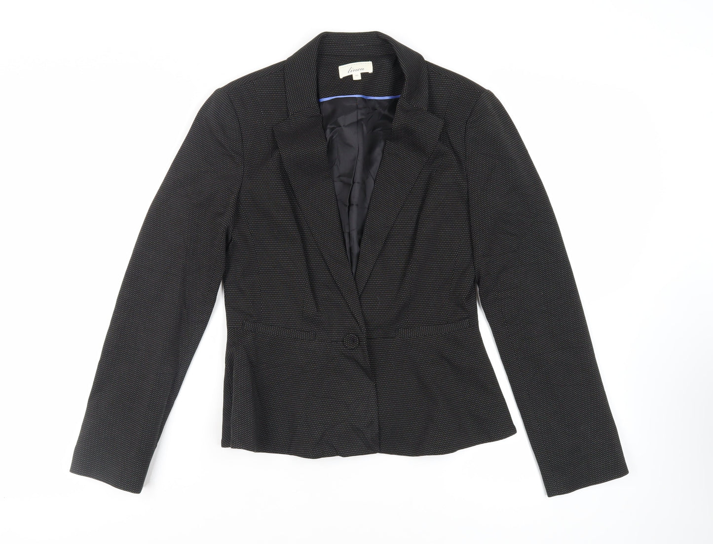 Linea Womens Black Polka Dot Jacket Blazer Size 10 Button