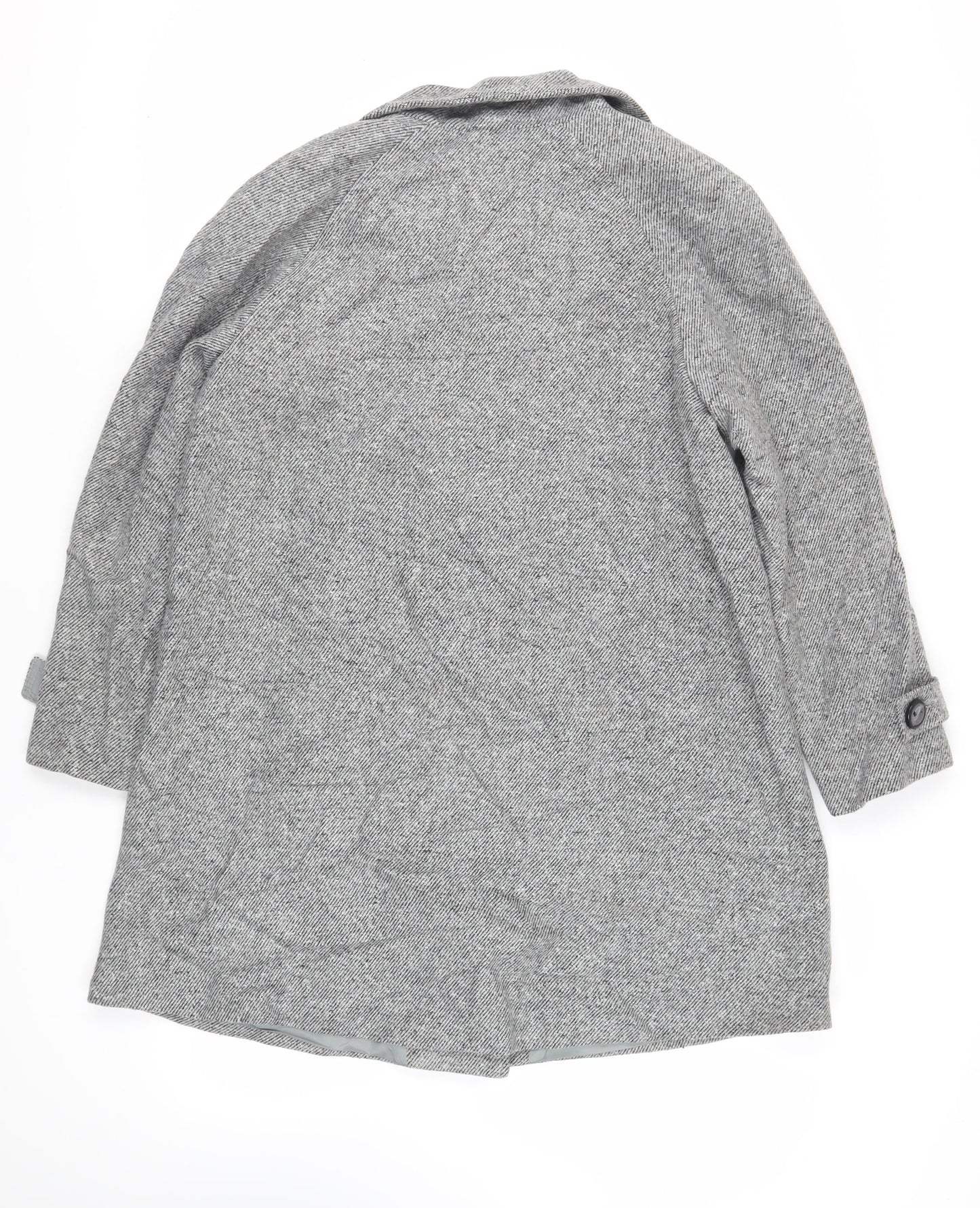 John Lewis Womens Grey Overcoat Coat Size 12 Button