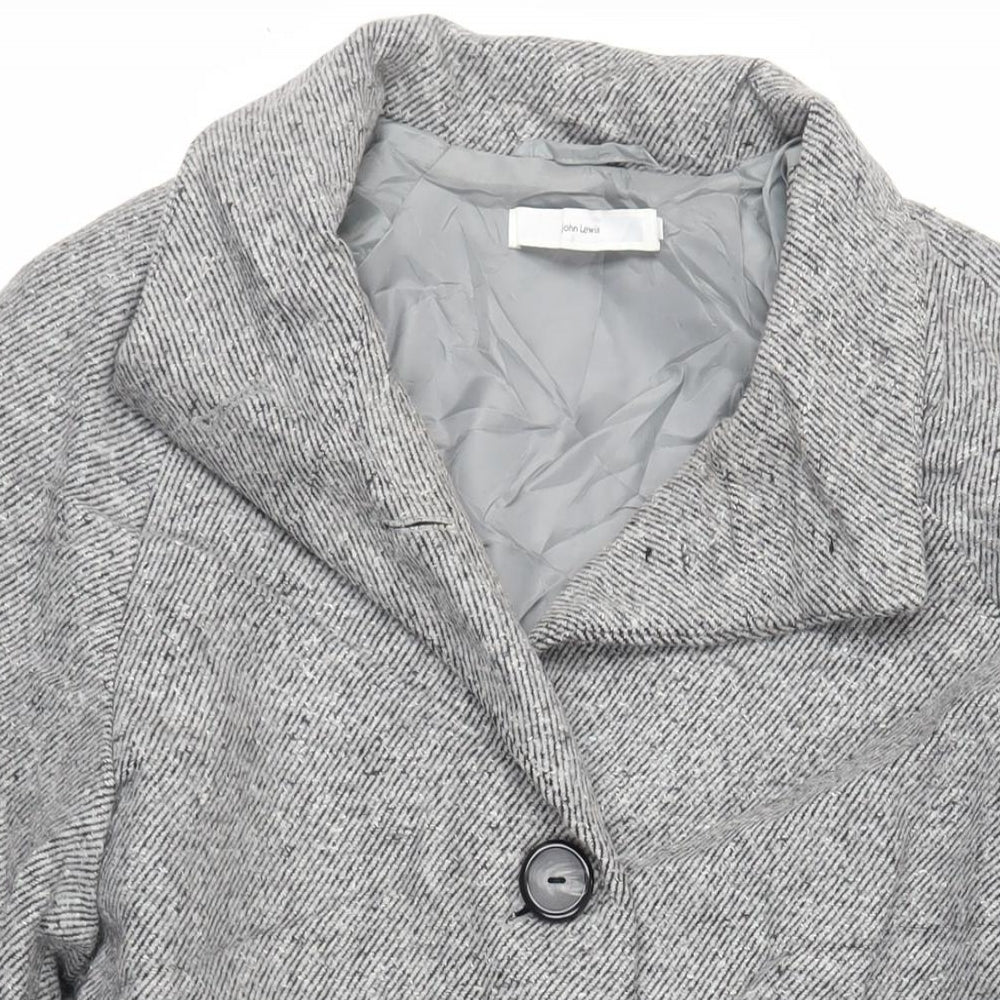 John Lewis Womens Grey Overcoat Coat Size 12 Button