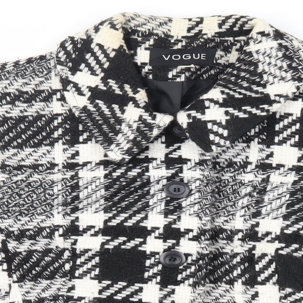 Vogue Womens Black Plaid Jacket Blazer Size 16 Button