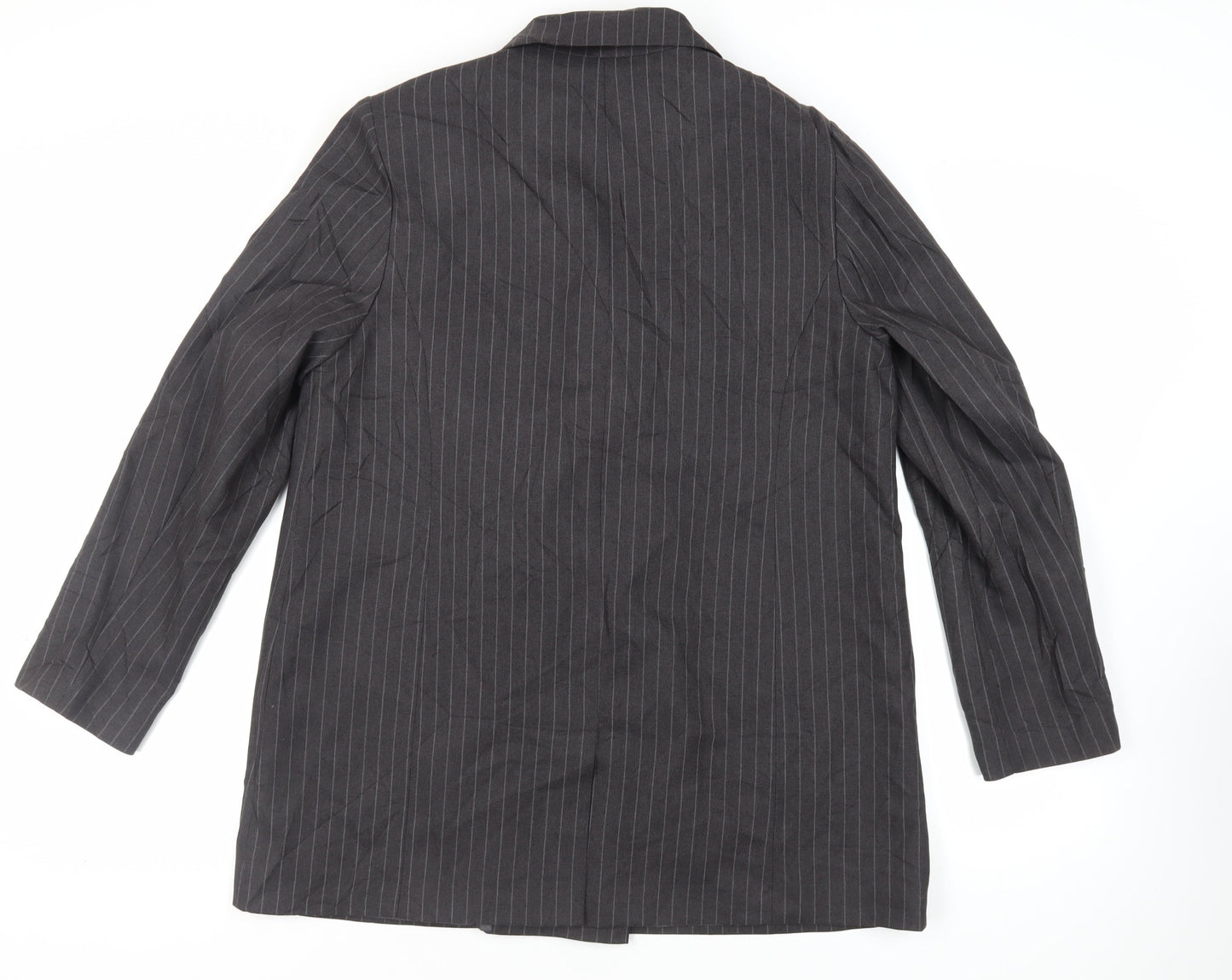 New Look Womens Grey Striped Jacket Blazer Size 16 Button