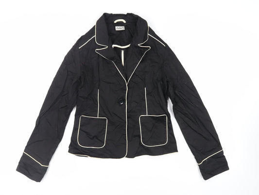 Select Womens Black Jacket Blazer Size 14 Button - Contrasting Trim