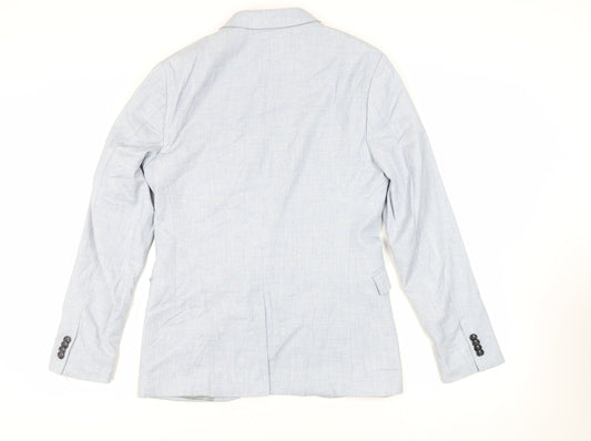 Topman Mens Blue Polyester Jacket Suit Jacket Size 38 Regular