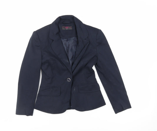 New Look Womens Blue Jacket Blazer Size 6 Button