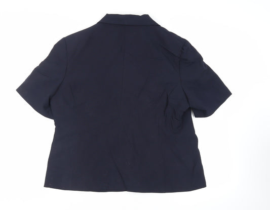 AMARANTO Womens Blue Jacket Blazer Size 18 Button
