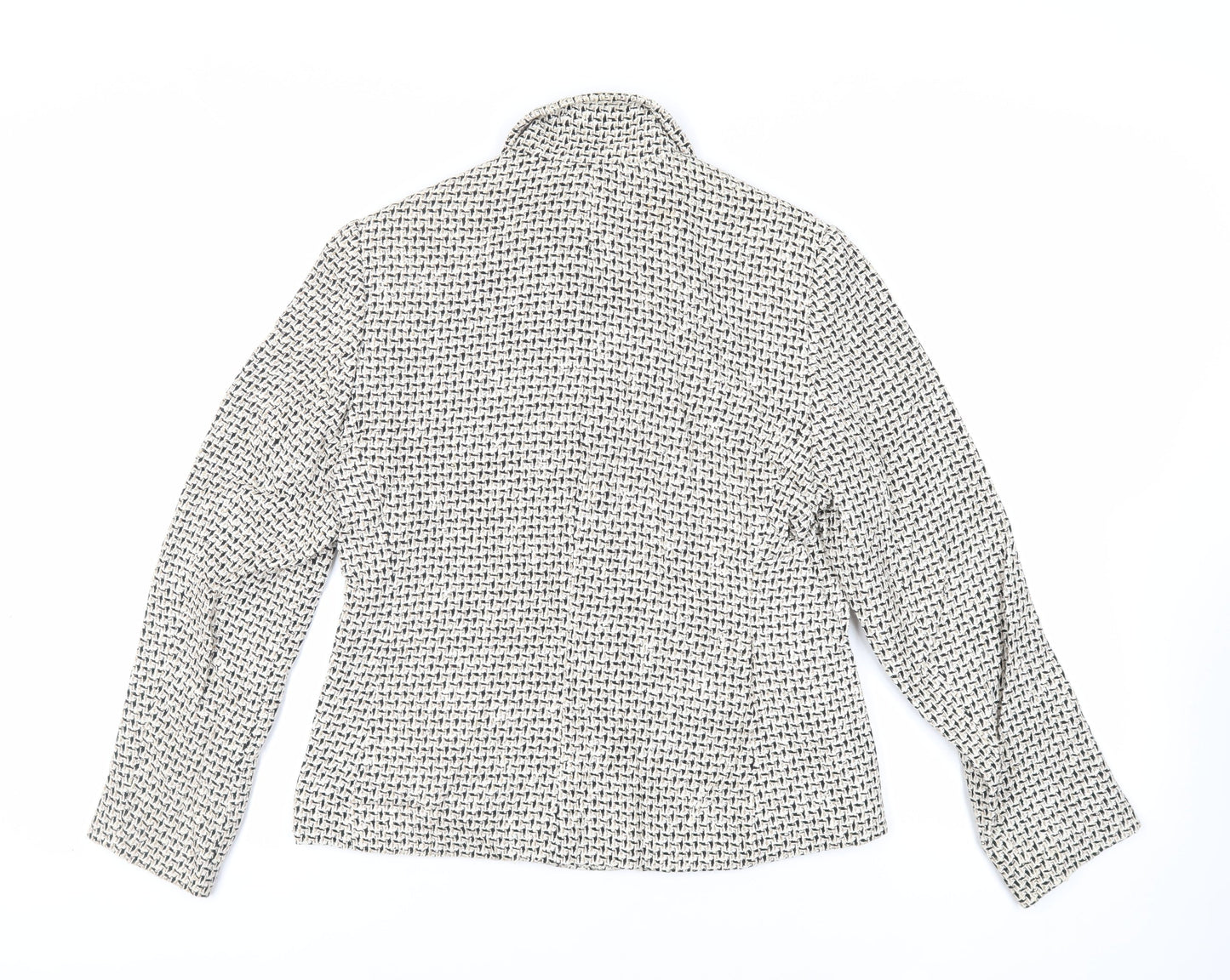 Marks and Spencer Womens Ivory Geometric Jacket Size 12 Zip