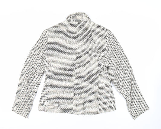 Marks and Spencer Womens Ivory Geometric Jacket Size 12 Zip
