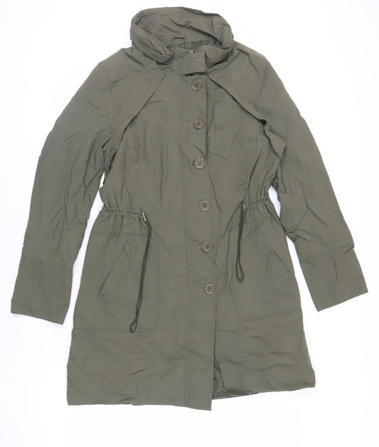 Mia Moda Womens Green Trench Coat Coat Size 16 Zip