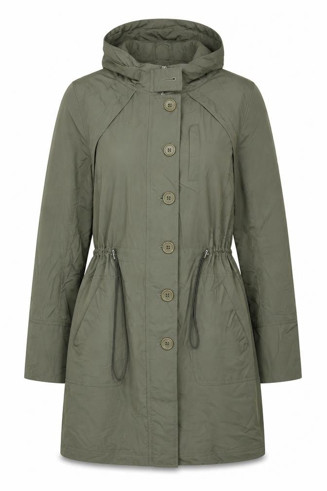 Mia Moda Womens Green Trench Coat Coat Size 16 Zip