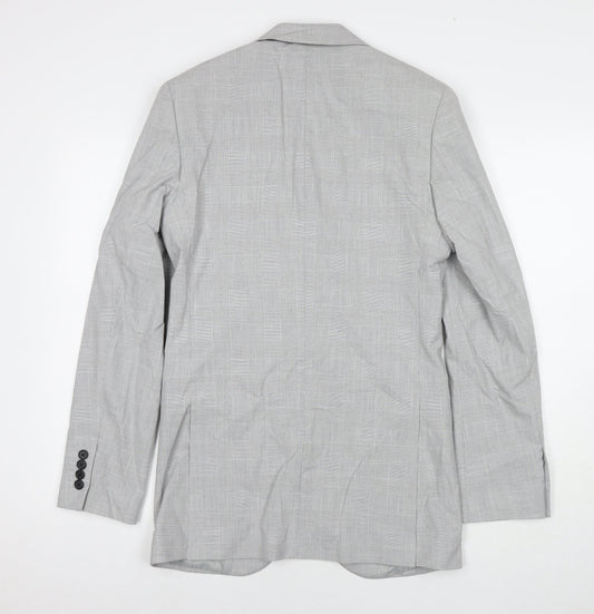 Marks and Spencer Mens Grey Check Polyester Jacket Suit Jacket Size 34 Regular
