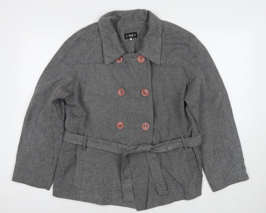 CMD Womens Grey Pea Coat Coat Size 18 Button