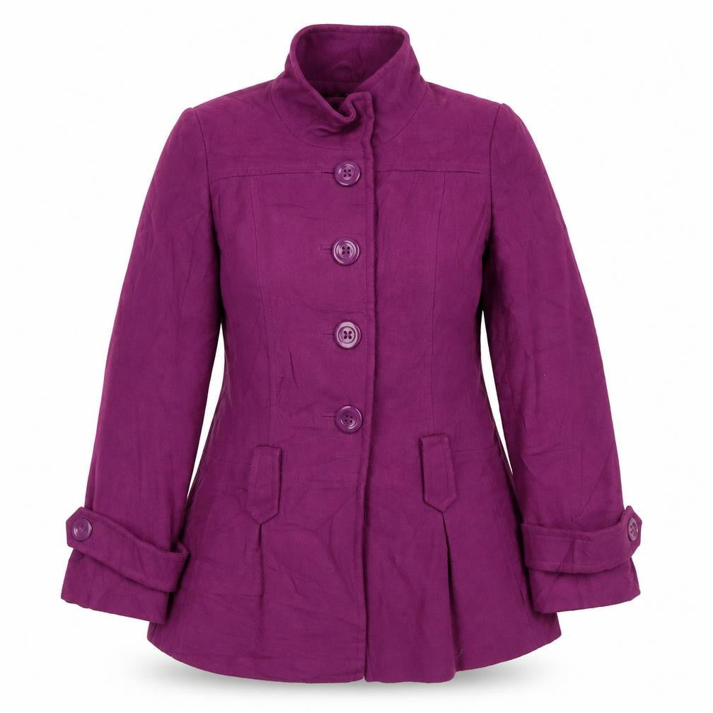 Dunnes Womens Purple Overcoat Coat Size 12 Button