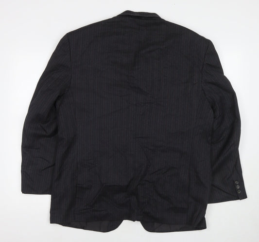 The Label Mens Grey Striped Wool Jacket Suit Jacket Size 44 Regular