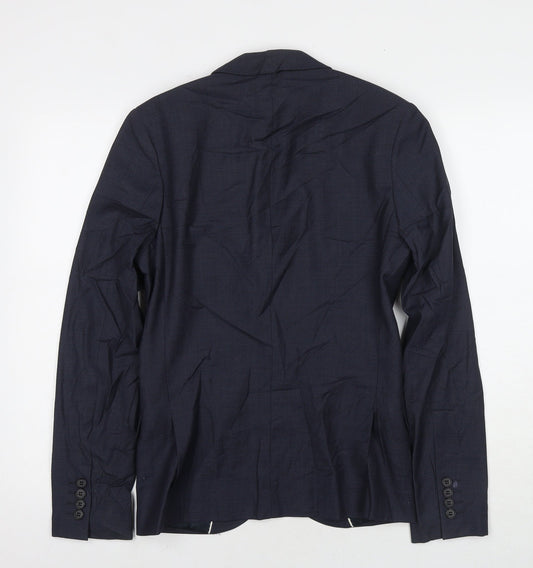 Topman Mens Blue Polyester Jacket Suit Jacket Size 34 Regular