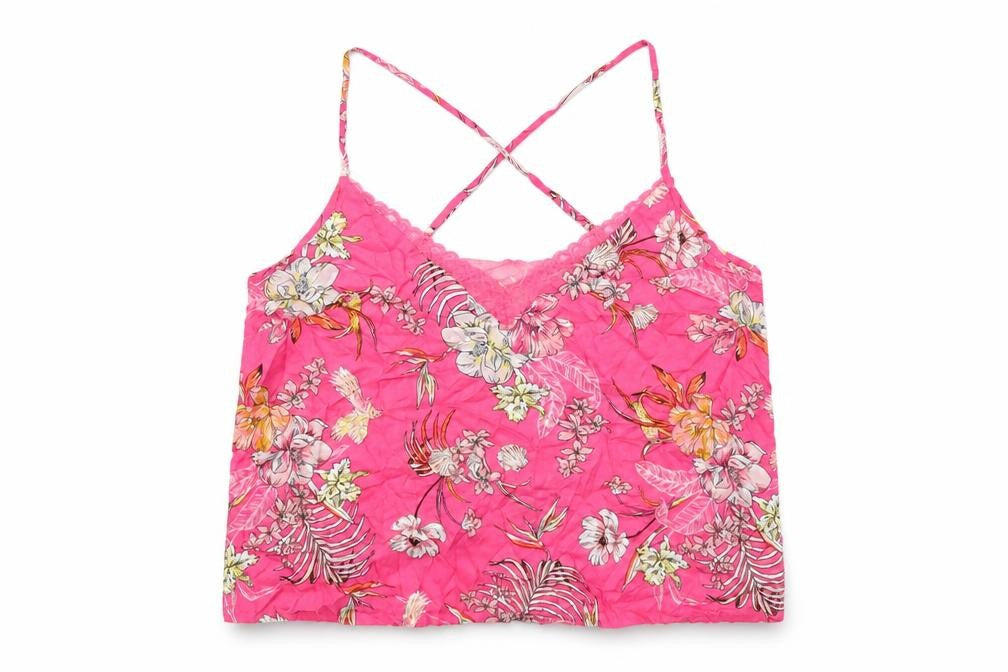 Marks & Spencer Womens Pink Floral Viscose Cami Pyjama Top Size 20