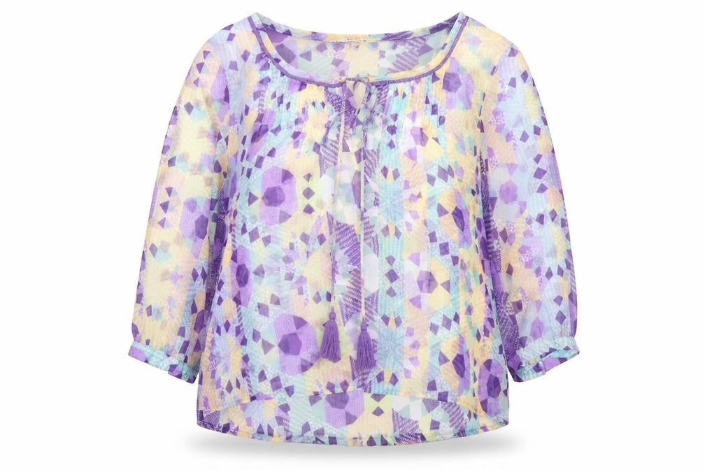 Indigo Womens Multicoloured Geometric Polyester Basic Blouse Size 18 V-Neck