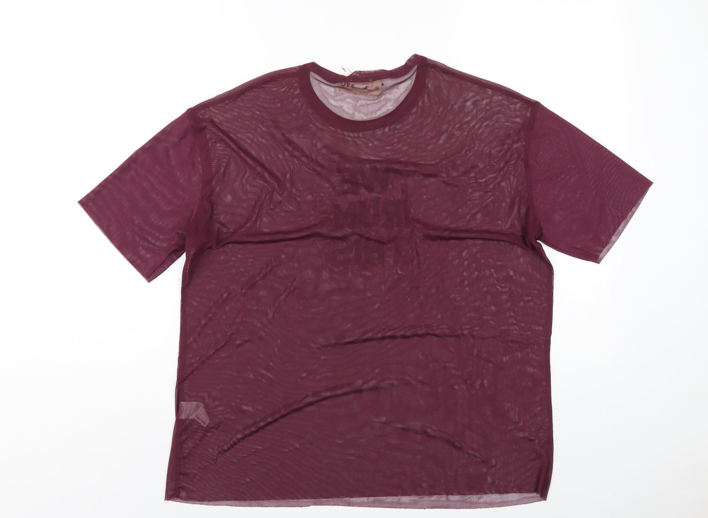 Garage Womens Purple Polyester Basic T-Shirt Size M Round Neck