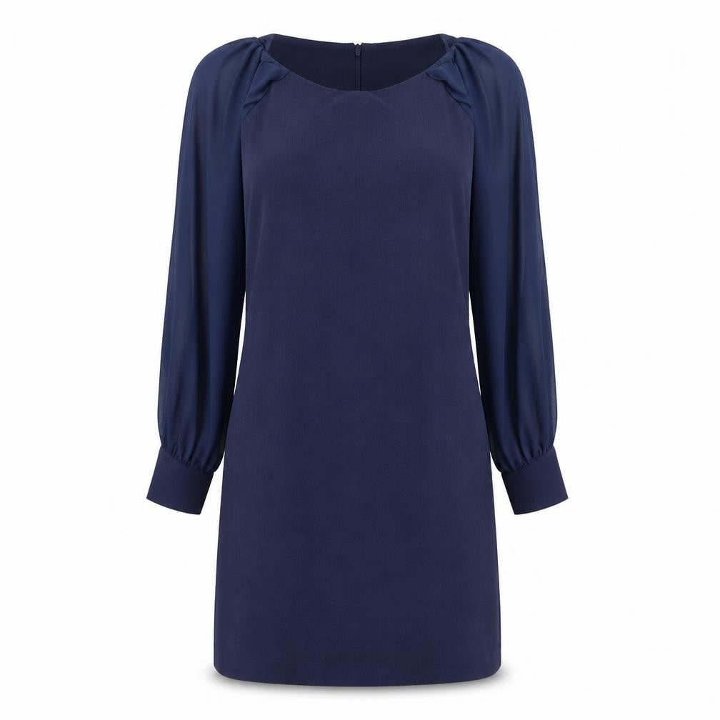 Next Womens Blue Polyester A-Line Size 10 Round Neck Button