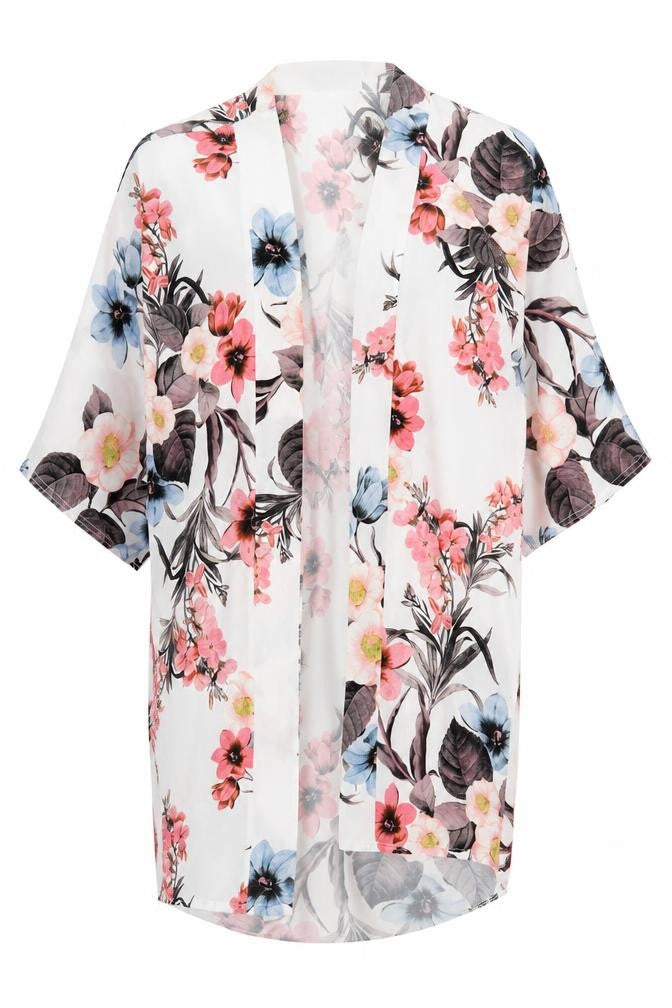Select Womens Multicoloured Floral Polyester Kimono Blouse Size 10 V-Neck