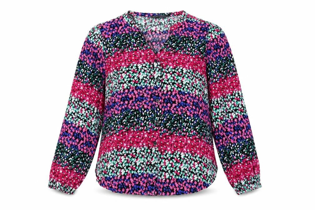 Marks & Spencer Womens Multicoloured Floral Viscose Basic Button-Up Size 8 V-Neck
