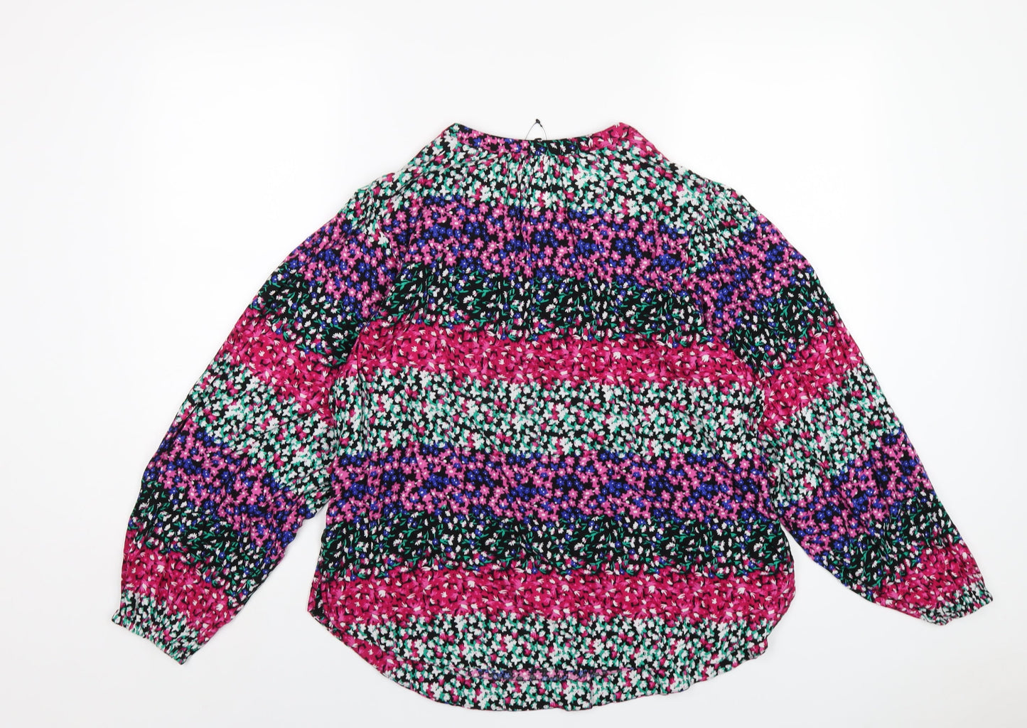 Marks and Spencer Womens Multicoloured Floral Viscose Basic Button-Up Size 8 V-Neck