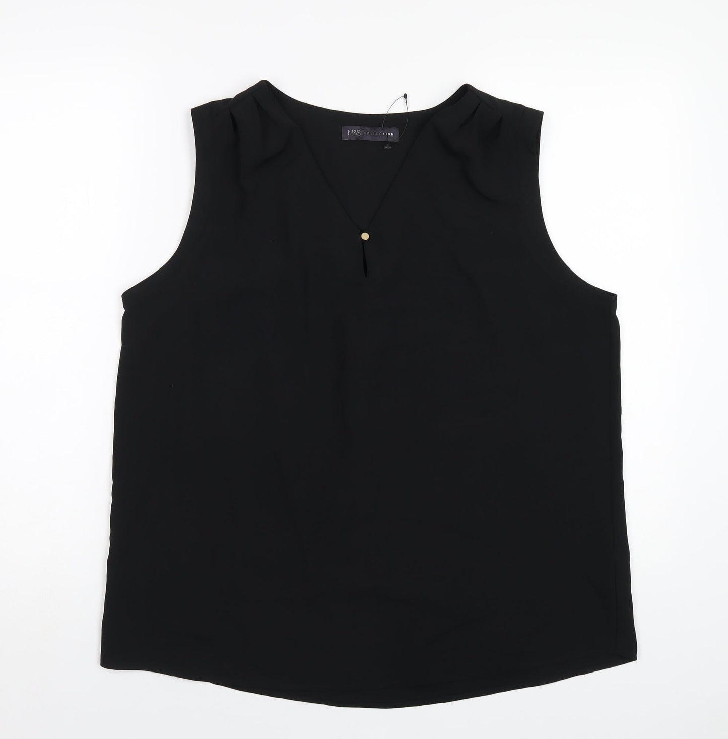 Marks and Spencer Womens Black Polyester Basic Tank Size 14 V-Neck