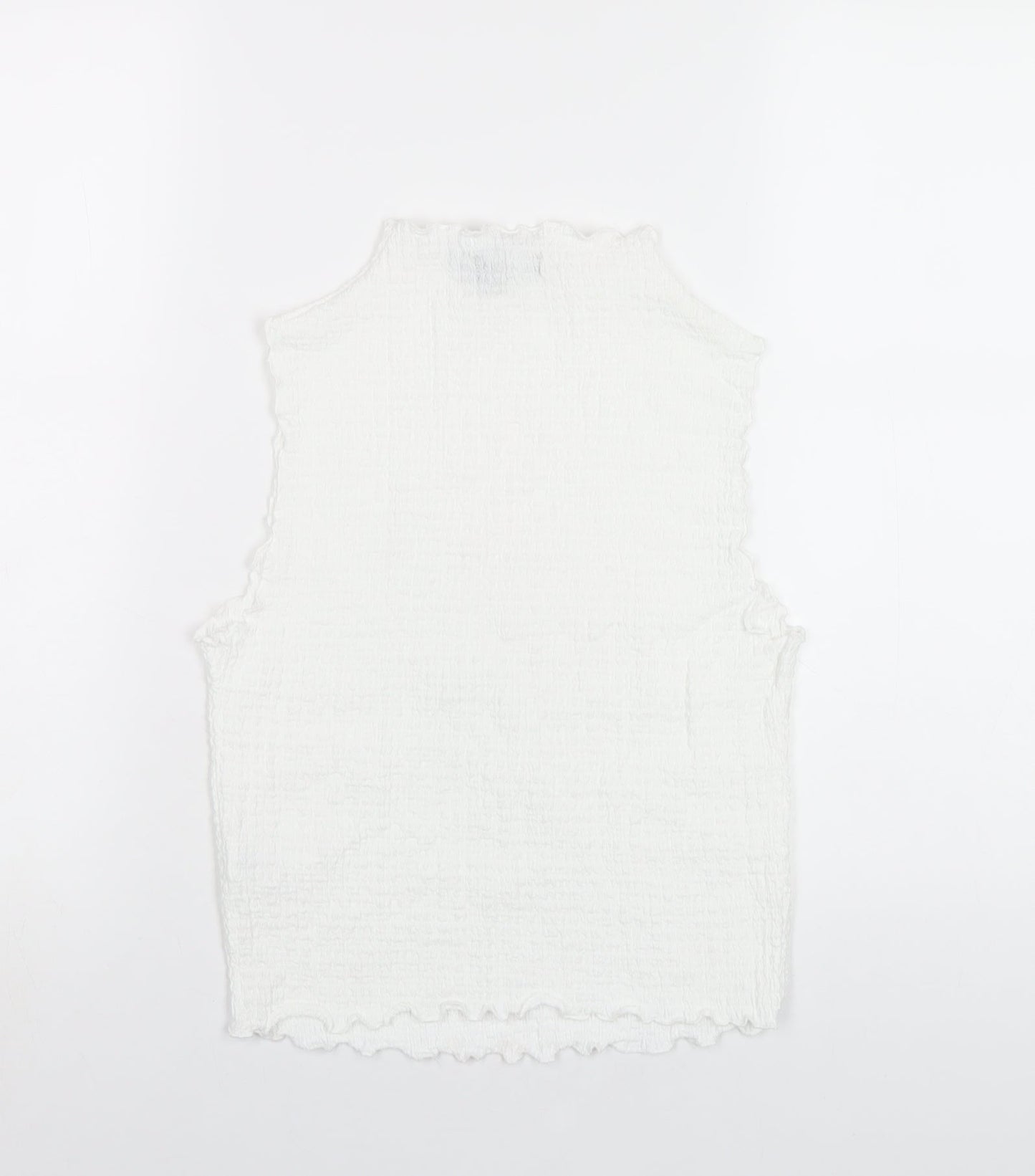 New Look Womens White Polyester Basic T-Shirt Size 14 Round Neck