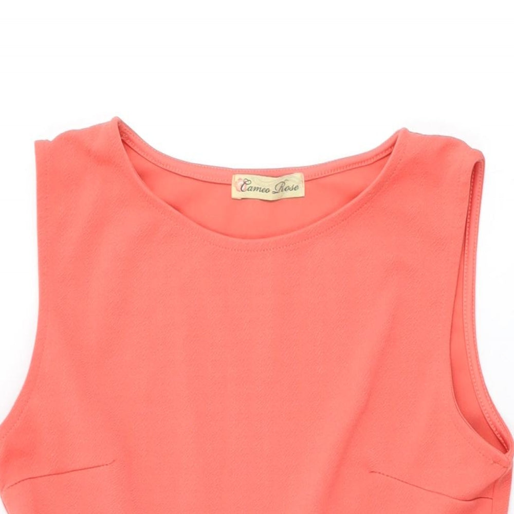 Cameo Rose Womens Pink Striped Polyester A-Line Size 14 Round Neck Pullover