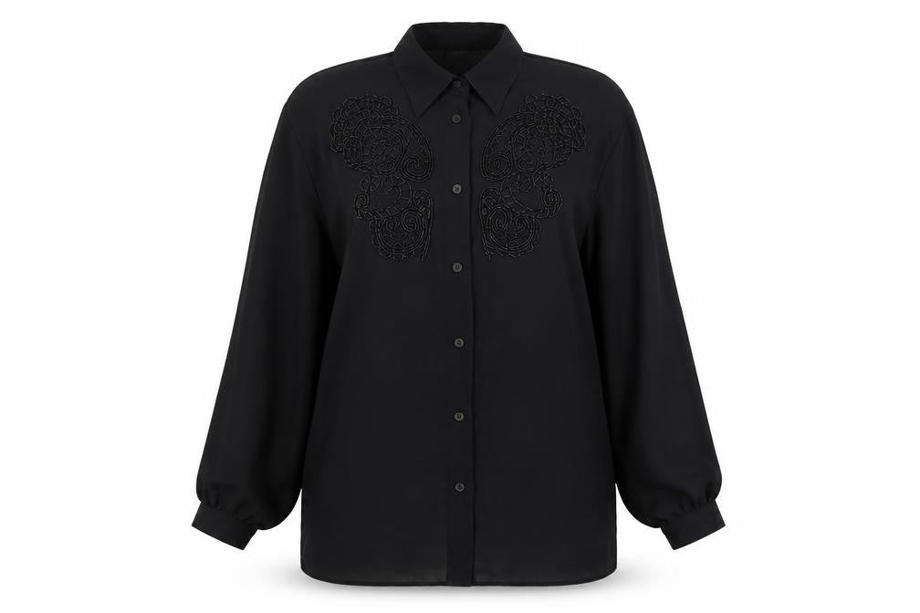 Elsie Whiteley Womens Black Polyester Basic Button-Up Size 12 Collared